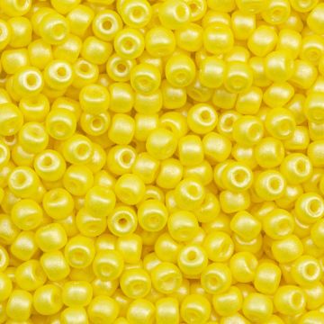 Czech Seed Beads (4 mm) Lemon Zest Pearlshine Mat (15 Gram)