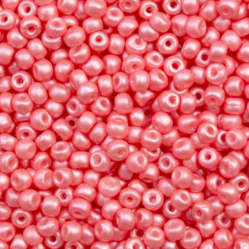 Czech Seed Beads (4 mm) Sugar Coral Pearlshine Mat (15 Grams)