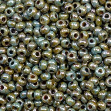 Czech Seed Beads (4 mm) Chalk White Blue Luster (15 Gram)