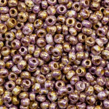 Czech Seed beads (3 mm) Chalk White Lila Gold Luster (15 Gram)