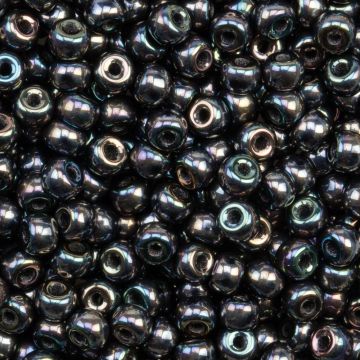 Czech Seed Beads (4 mm) Metallic Dark Slate AB (15 Gram)