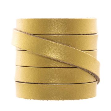 Leather Cord Flat (10 x 1.5 mm) Metallic Gold (1 meter)