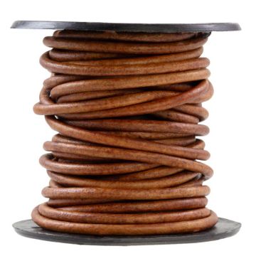 Leather Cord Round (1 mm) Natural Dye Brown (10 meters)
