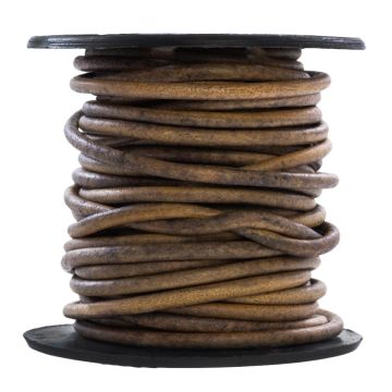Leather Cord Round (2 mm) Natural Dye Dark Brown (5 meters)