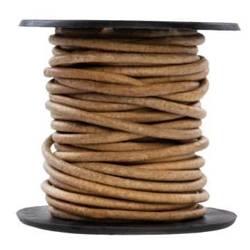 Leather Cord Round (1 mm) Natural Dye Light Brown (10 meters)