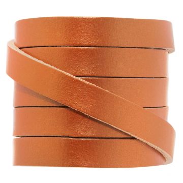 Leather Cord Flat (10 x 2 mm) Metallic Copper (1 meter)