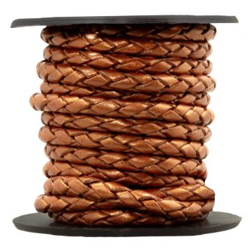 Leather Cord Round Braided (3 mm) Metallic Bronze (2.5 meters)