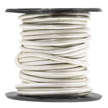 Leather Cord Round (1 mm) Metallic Silver Pearl (10 meters)