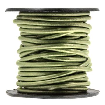 Leather Cord Round (1 mm) Metallic Vintage Green (10 meters)