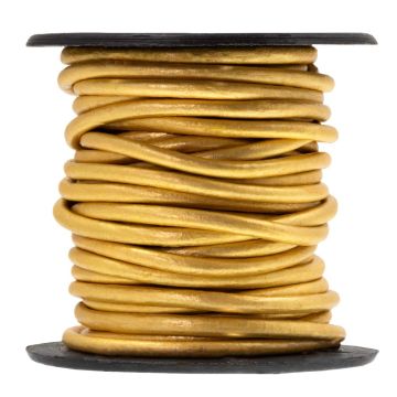 Leather Cord Round (2 mm) Metallic Gold (5 meters)