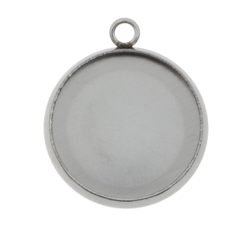 Stainless Steel Charm Setting (14 mm) Antique Silver (10 pcs)