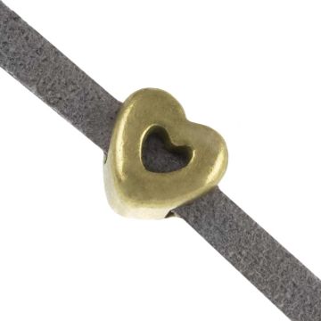 Slider Bead Heart (inner size 3 x 2 mm) Bronze (10 pcs)