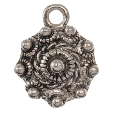 Zeeland Button Charm (16.5 x 13 x 5 mm) Antique Silver (5 pcs)