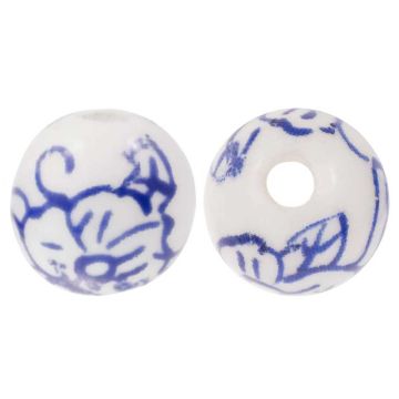 Delft Blue Ceramic Beads (10 mm) White-Blue (4 pcs)