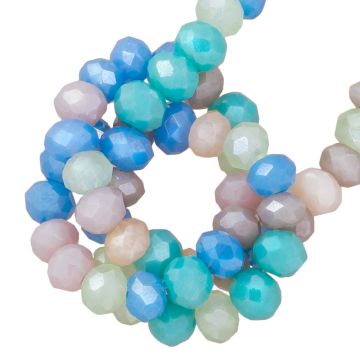 Electroplated Faceted Rondelle Beads (3 x 2.5 mm) Blue Lagoon AB (185 pcs)