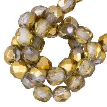 Czech Fire Polished Faceted Beads (4mm) Crystal Amber (50 pcs)