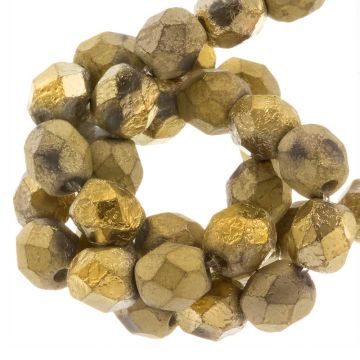 Czech Fire Polished Faceted Beads (6 mm) Amber Gold (25 pcs)