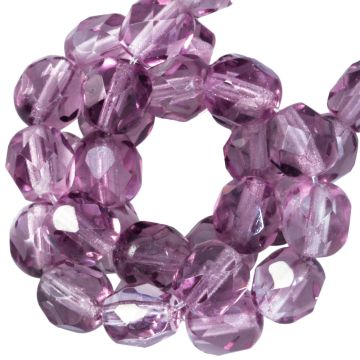 Czech Fire Polished Faceted Beads (6 mm) Light Amethyst (25 pcs)
