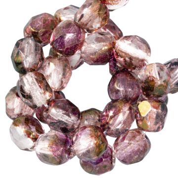 Czech Fire Polished Faceted Beads (6 mm) Crystal Red Luster (25 pcs)