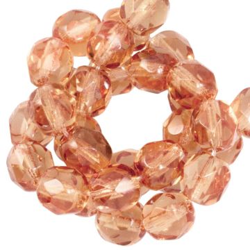 Czech Fire Polished Faceted Beads (6 mm) Summer Peach (25 pcs)