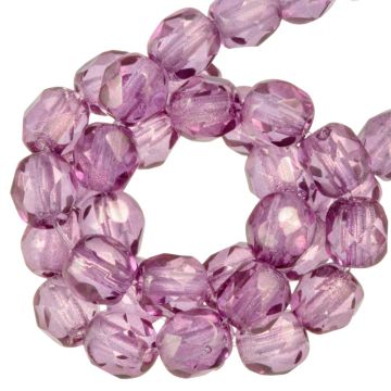 Czech Fire Polished Faceted Beads  (3 mm) Crystal Lila Luster (50 pcs)