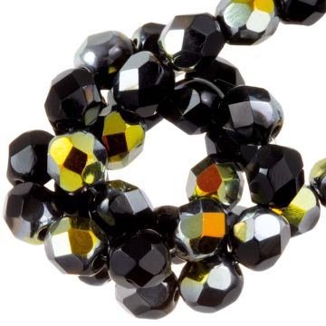 Czech Fire Polished Faceted Beads (6 mm) Jet Marea (25 pcs)