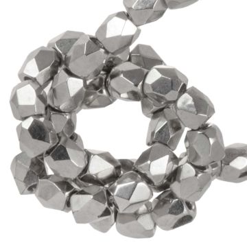 Czech Fire Polished Faceted Beads (2 mm) Crystal Nickel Plated (50 pcs)