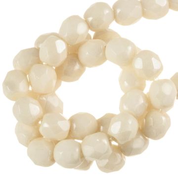 Czech Fire Polished Faceted Beads (4 mm) Chalk White Champagne Luster (45 pcs)