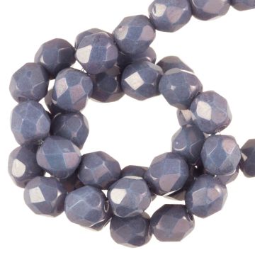 Czech Fire Polished Faceted Beads (4 mm) Chalk White Copper (45 pcs)