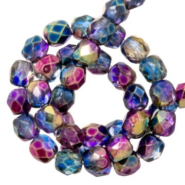 Czech Fire Polished Faceted Beads (4 mm Crystal Magic Royal (50 pcs)