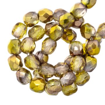 Czech Fire Polished Faceted Beads (4 mm) Crystal Magic Gold (50 pcs)