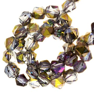 Electroplated Faceted Beads (6 mm) Golden Half Plated (100 pcs)