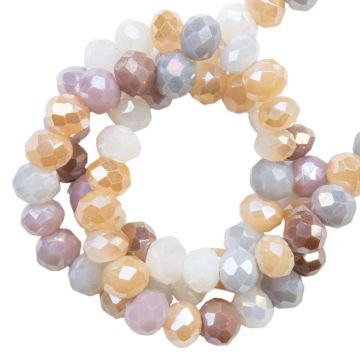 Electroplated Faceted Rondelle Beads (3 x 2.5 mm) Neutrals AB (150 pcs)