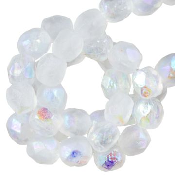 Czech Fire Polished Faceted Beads  (3 mm) Crystal Etched AB Full (50 pcs)