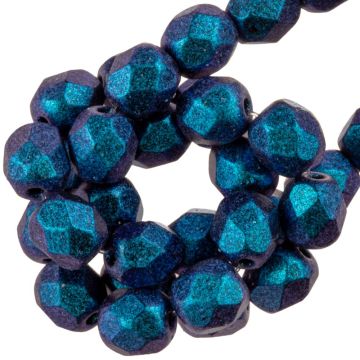Czech Fire Polished Faceted Beads (6 mm) Capri Blue (25 pcs)