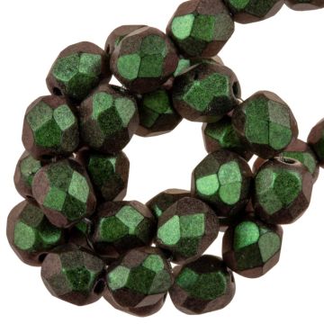Czech Fire Polished Faceted Beads (6 mm) Olive Mauve (25 pcs)