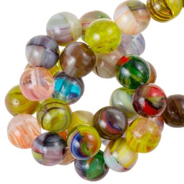 DQ Glass Beads Marble (4 mm) Multicolor (48 pieces)