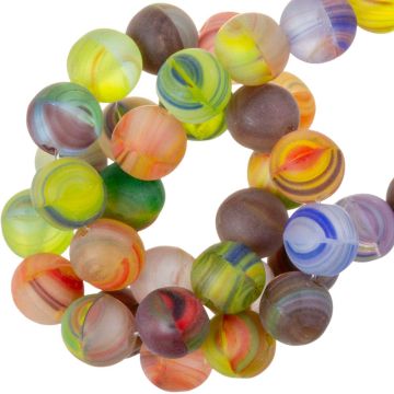 Matte Marble DQ Glass Beads (4 mm) Multicolor (48 pieces)