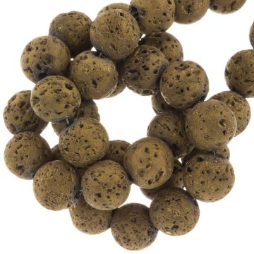 Electroplated Lava Beads (4 mm) Gold (86 pcs)