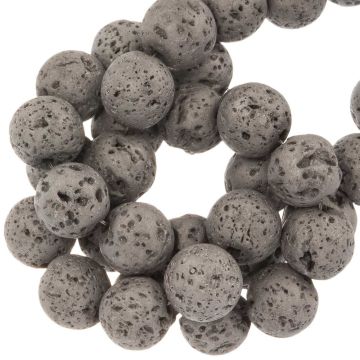 Electroplated Lava Beads (6 mm) Silver (63 pcs)