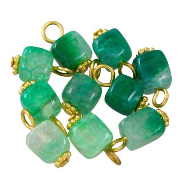 Agate Turquoise Charm Cube (14 - 16 x 7 - 8 x 6 - 7.5 mm) Gold (10 pcs)