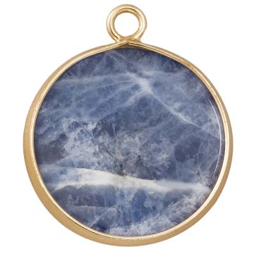 Sodalite Pendant (25.5 x 21 x 3 mm) Gold (1 pcs)