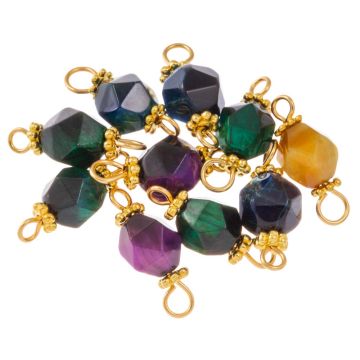 Tiger Eye Jewelry Connector (17.5 - 18.5 x 7 - 8 mm) Gold (10 pcs)