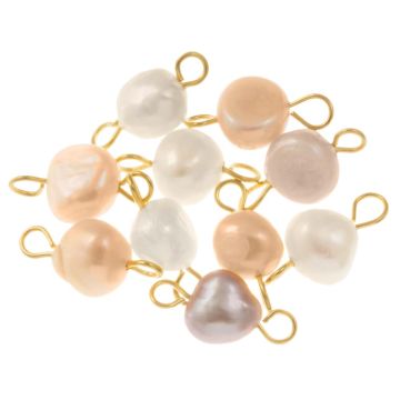 Freshwater Pearl Jewelry Connector (14 - 15 x 6.5 - 8 mm) Mix Color-Gold (10 pcs)