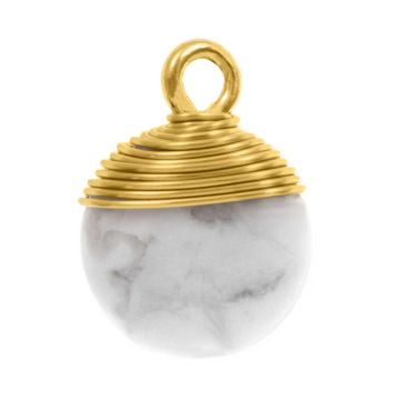 Howlite Charm (14 x 10 x 6 mm) Gold (1 pcs)