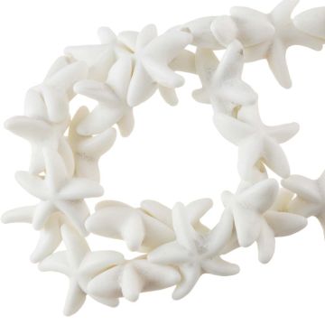 Turquoise Starfish Beads (13 - 15 x 13 - 14 x 5 mm) Broken White (36 pcs)