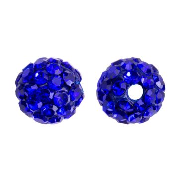 Shamballa beads (6 mm) Sapphire (5 pcs)