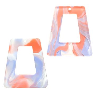 Resin Pendant Trapezoid (29.5 x 27 x 2.5 mm) Retro Chique (2 pcs)