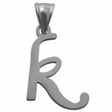 Stainless Steel Letter Pendant K (35 x 18 x 2 mm) Antique Silver (1 pcs)