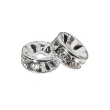 Rhinestone Spacer Beads (4 x 2 mm) Clear Crystal (10 pcs)